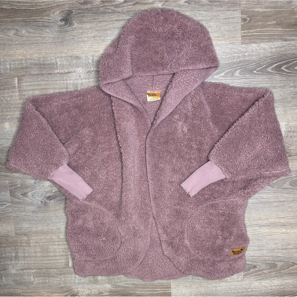 Nordic Beach Hooded Cardigan‎ Mauve Purple Sherpa Fleece One Size